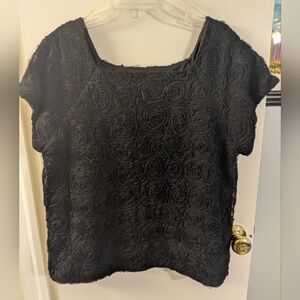 dressbarn Black Rose Patterned Blouse